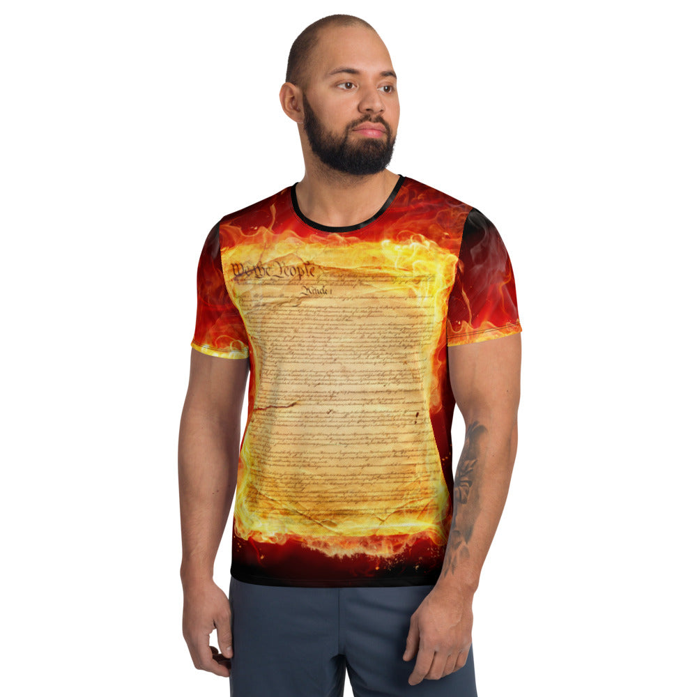 Burning Constitution Men&#39;s Athletic T-shirt