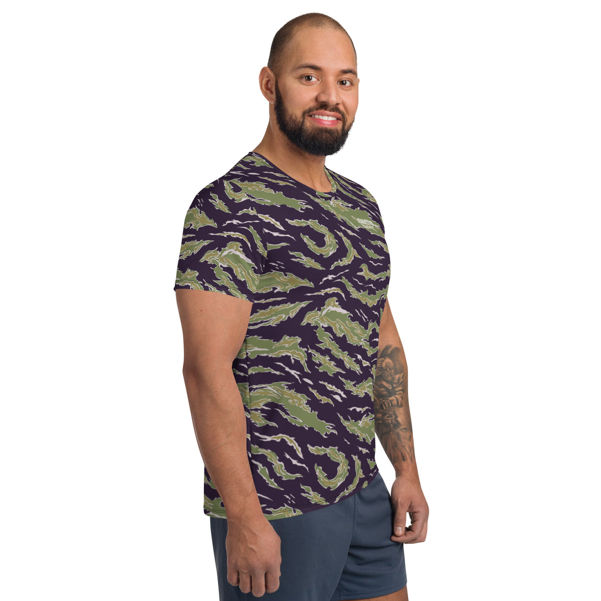 Tiger Stripe Jungle Camouflage Athletic Performance Shorts Sleeve T-Shirt