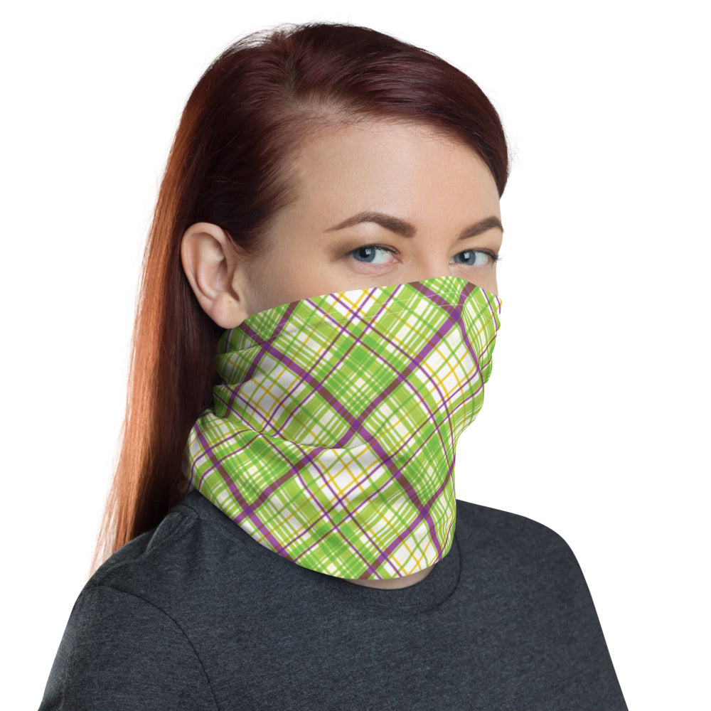 Green Plaid Neck Gaiter