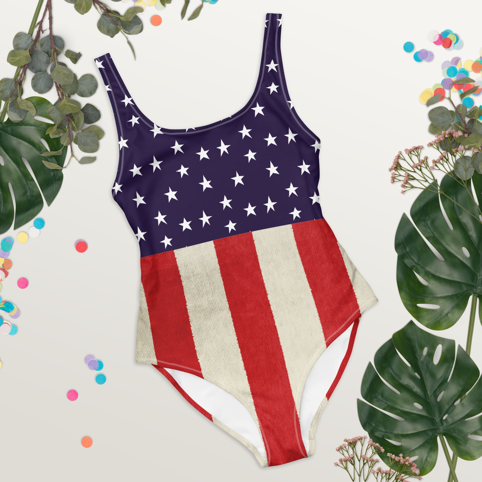 American Flag Vintage One-Piece Swimsuit