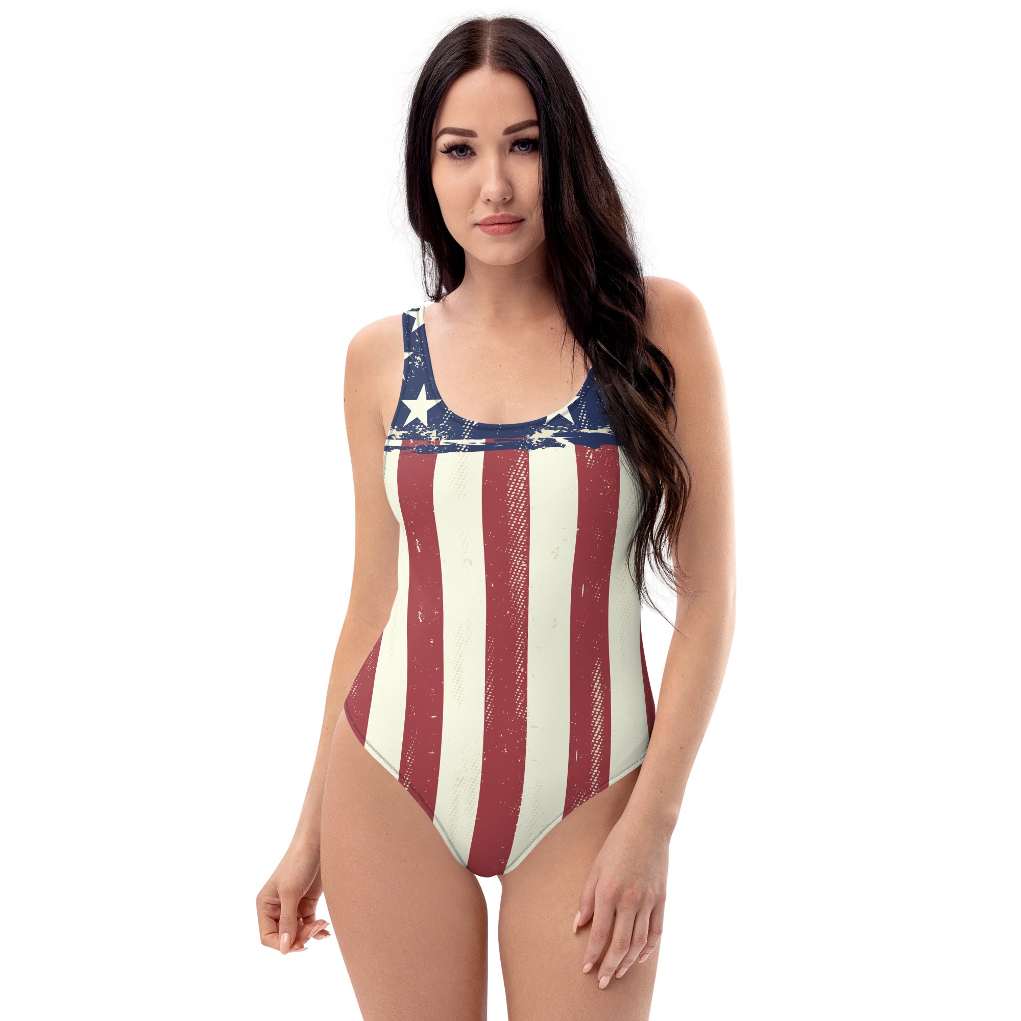 Stars and Bars American Flag Handmade One-Piece Swimsuit