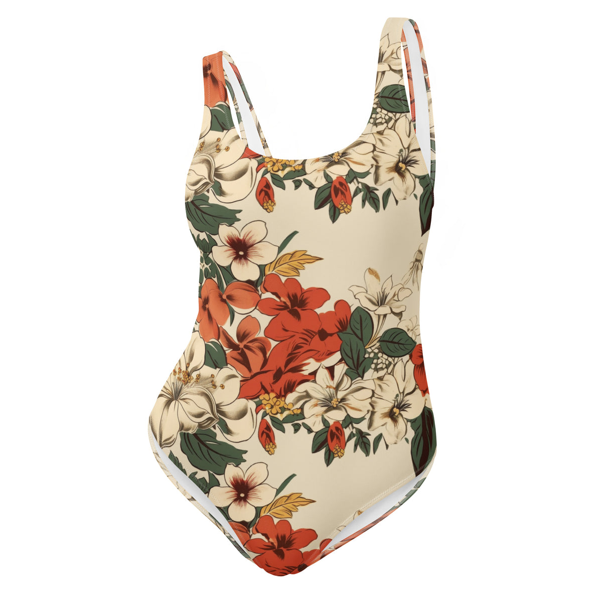 Beachy Bottoms Hawaiian Print One-Piece Swimsuit
