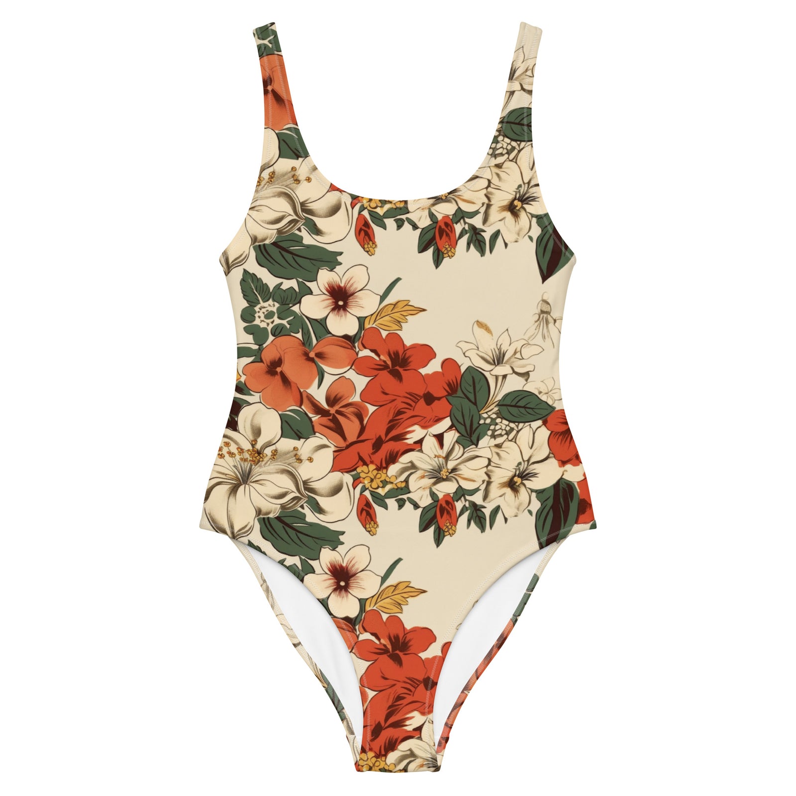 Beachy Bottoms Hawaiian Print One-Piece Swimsuit