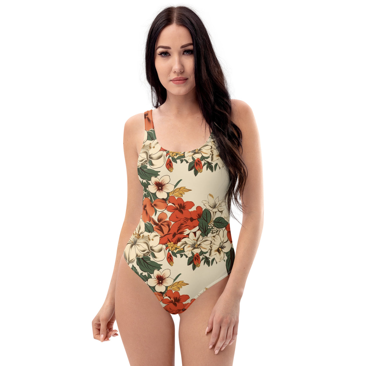Beachy Bottoms Hawaiian Print One-Piece Swimsuit