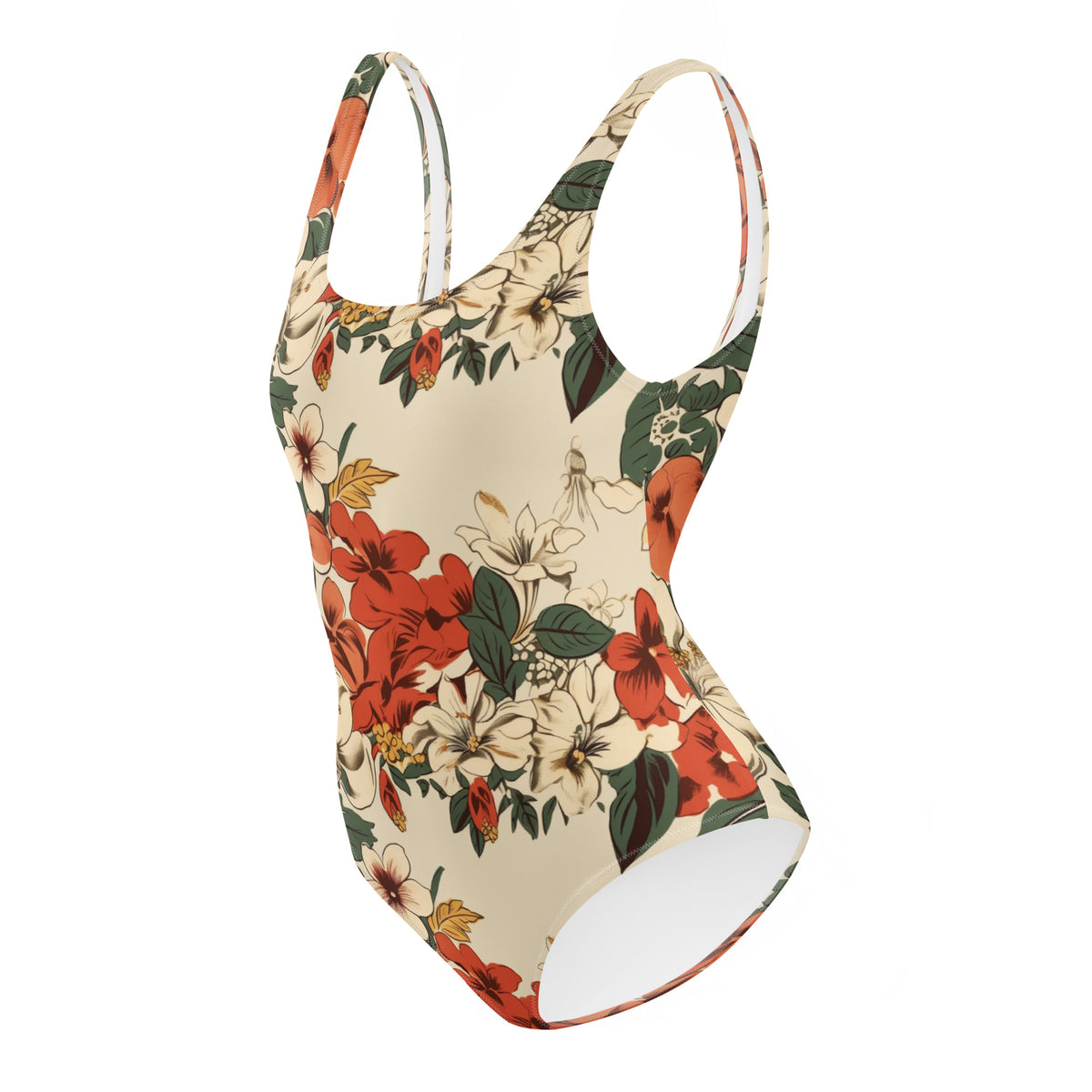 Beachy Bottoms Hawaiian Print One-Piece Swimsuit