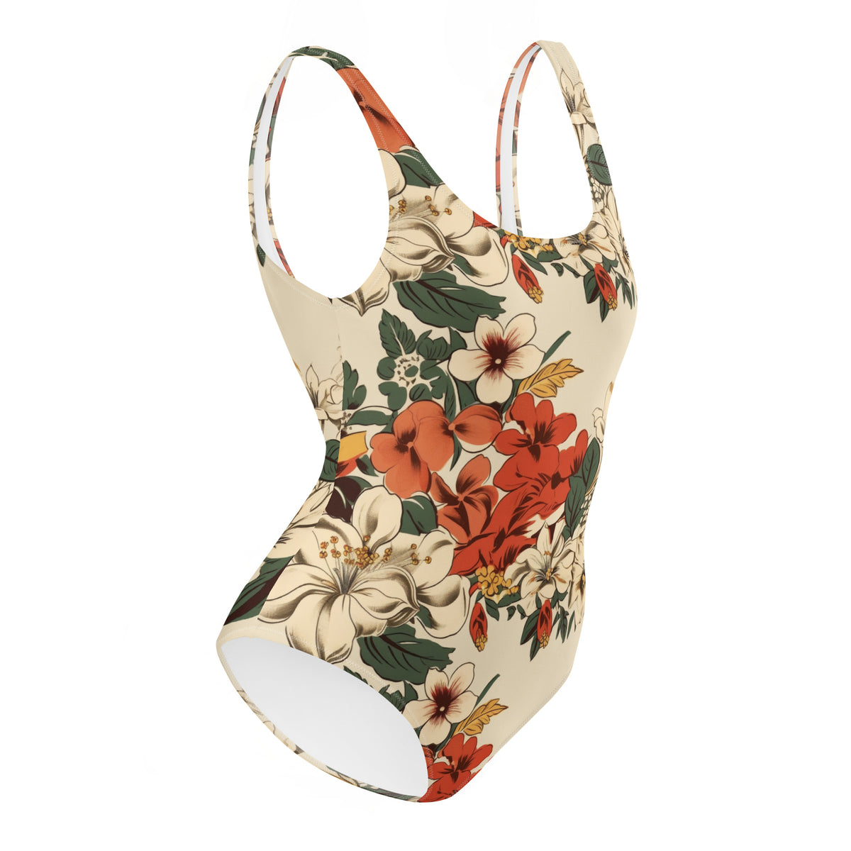 Beachy Bottoms Hawaiian Print One-Piece Swimsuit