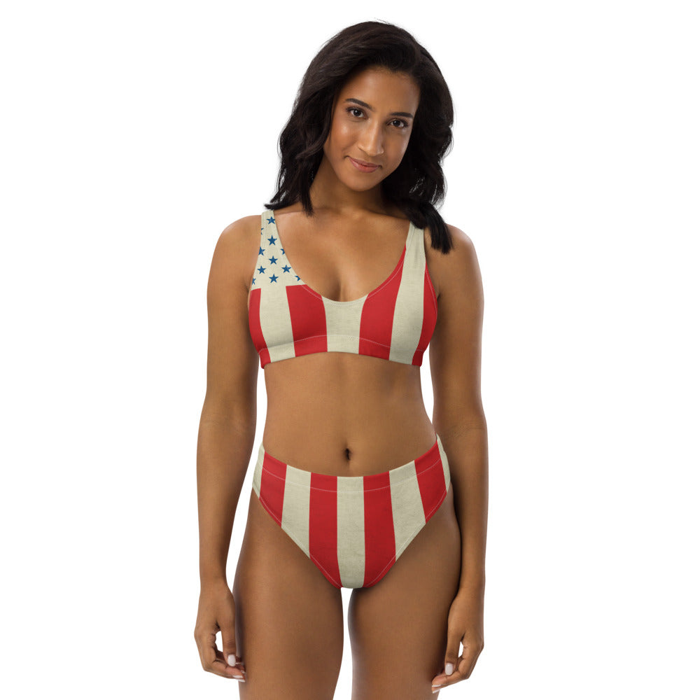 High waisted american hotsell flag bikini