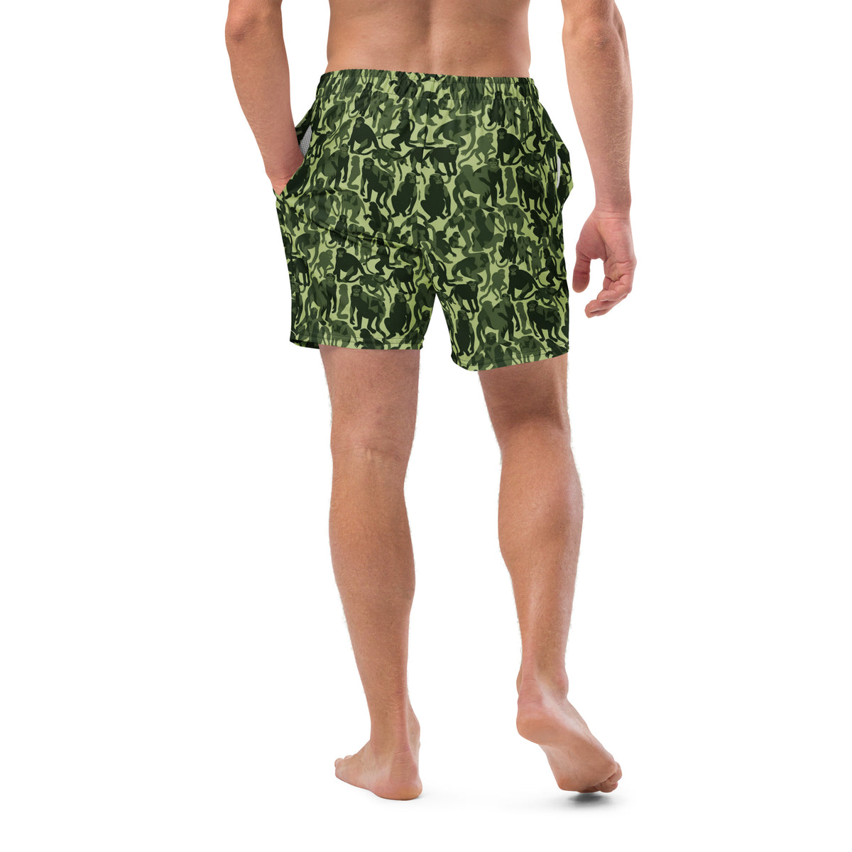 Monkey Business Primate Camo Pattern Men&#39;s Swim Trunks