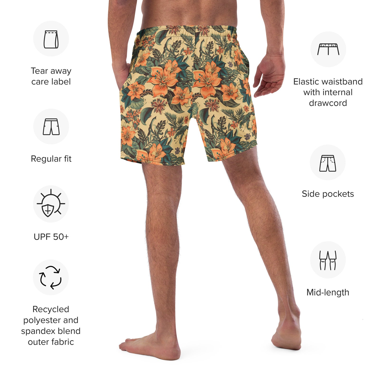 Kailua 1948 Men's Handmade Hawaiian Swim Trunks