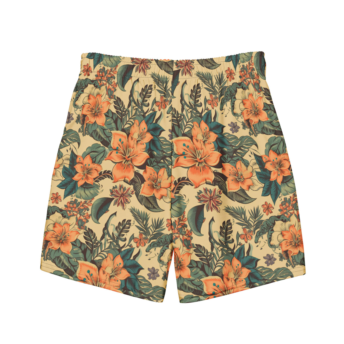 Yellow Hibiscus Gun Hawaiian Swim Trunks for Men