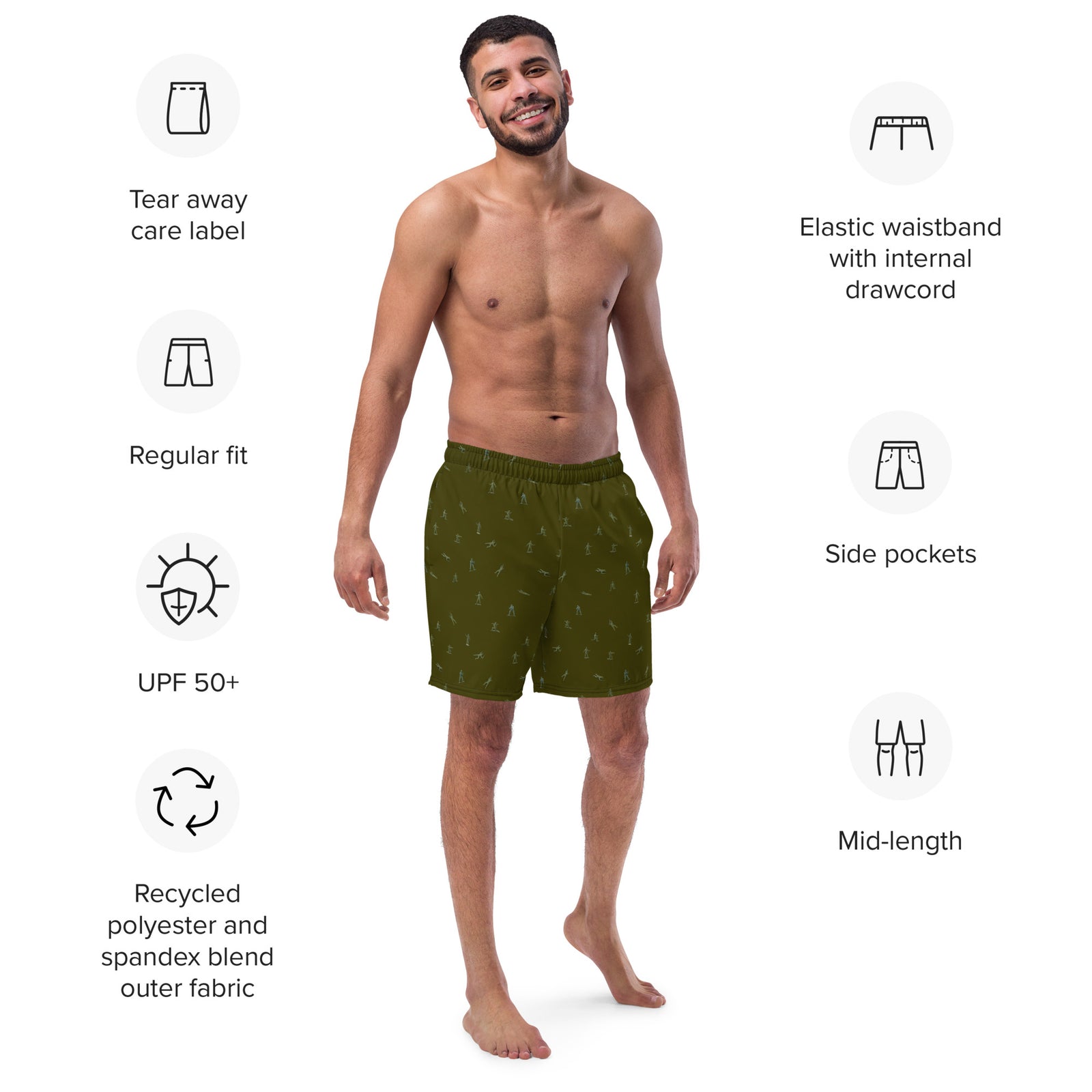 Little Green Army Men Pattern Men's Swim Trunks