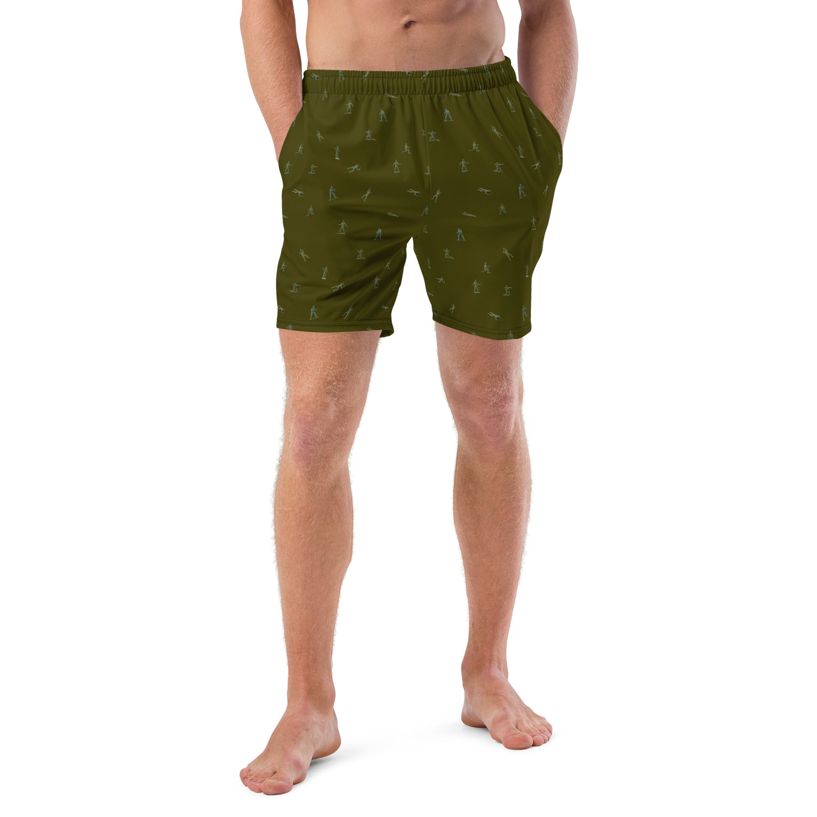 Little Green Army Men Pattern Men's Swim Trunks