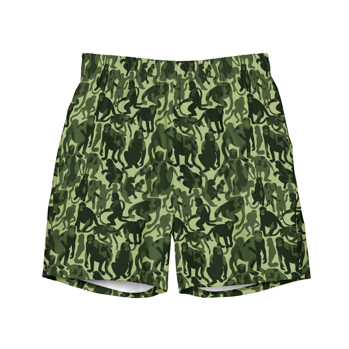 Monkey Business Primate Camo Pattern Men&#39;s Swim Trunks