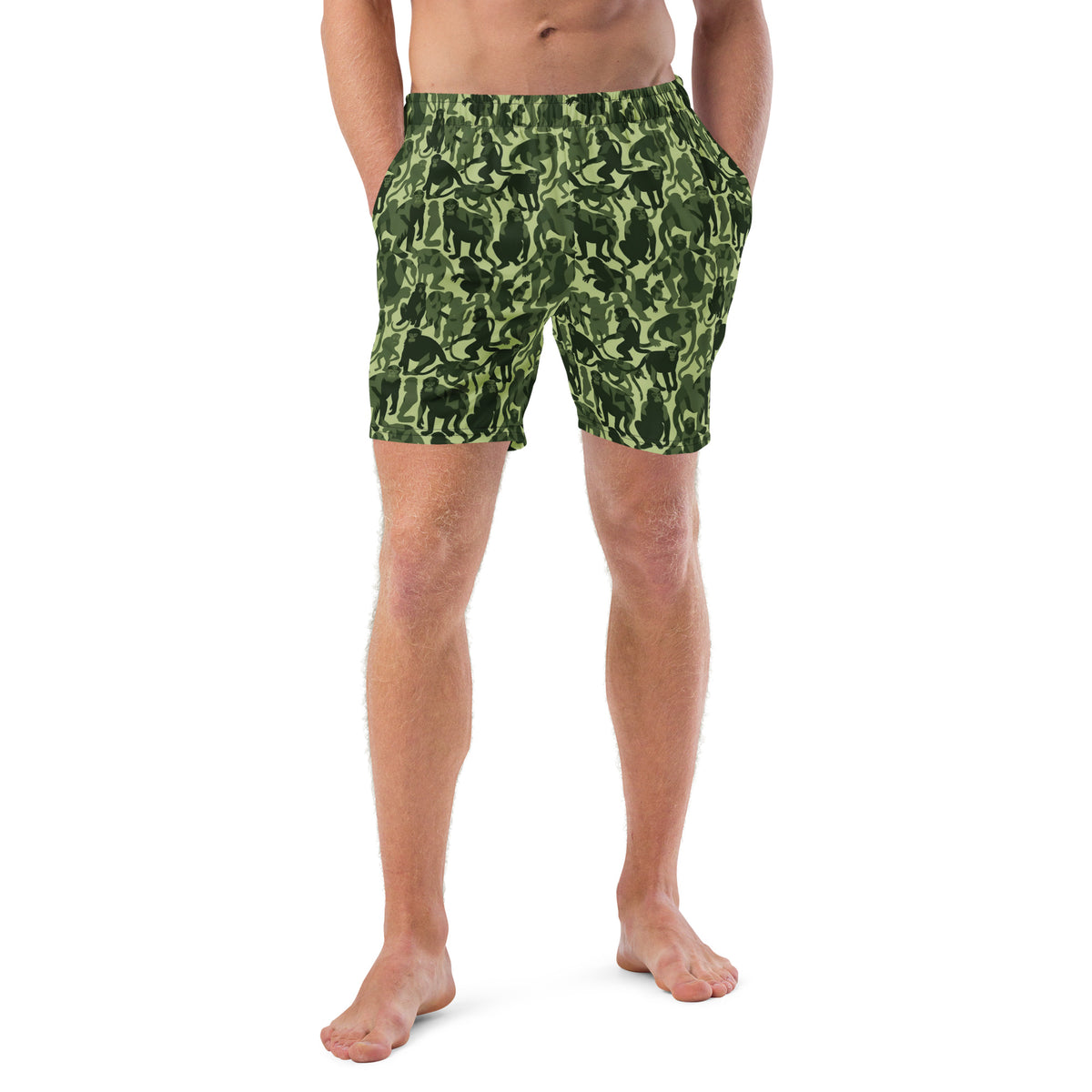 Monkey Business Primate Camo Pattern Men&#39;s Swim Trunks