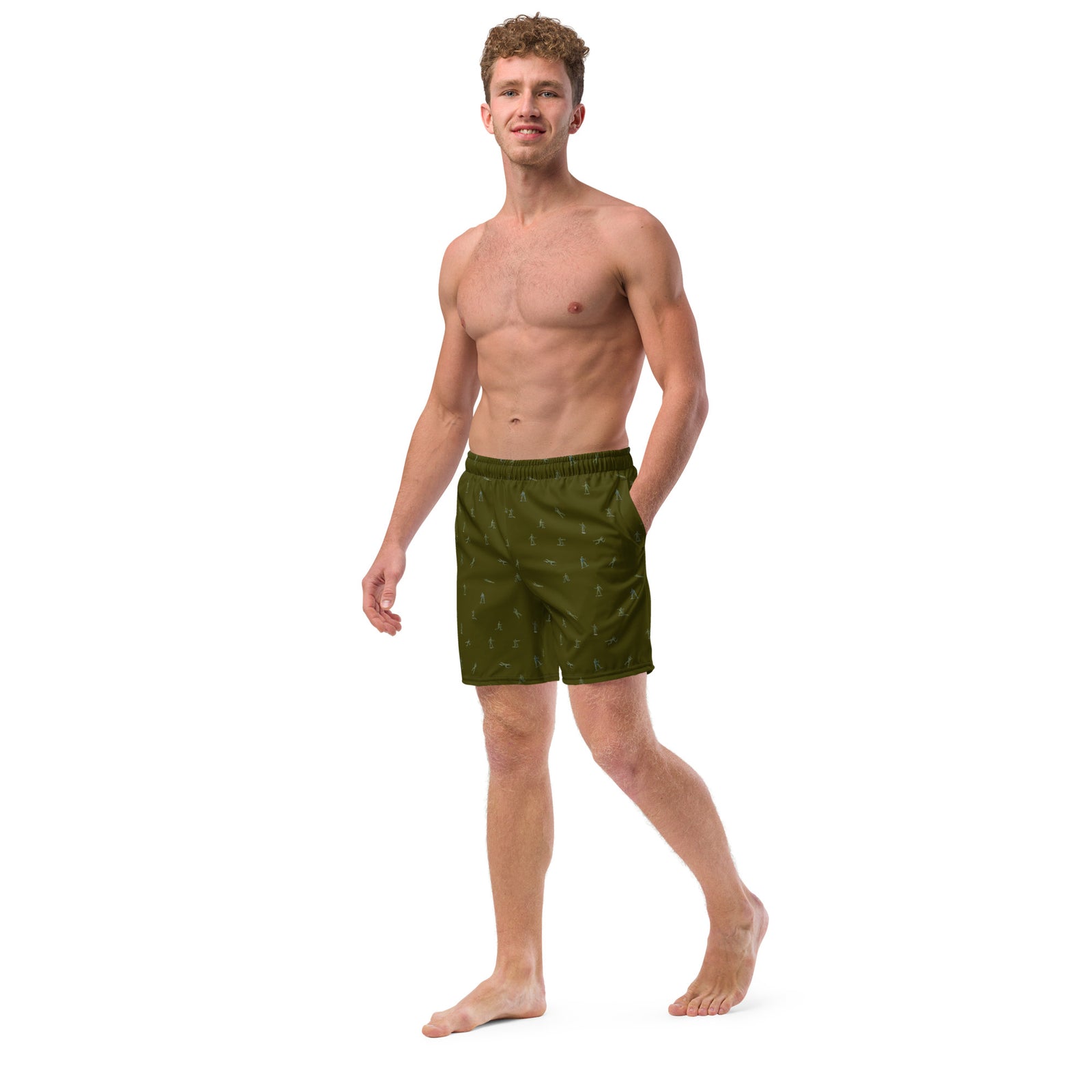 Little Green Army Men Pattern Men's Swim Trunks