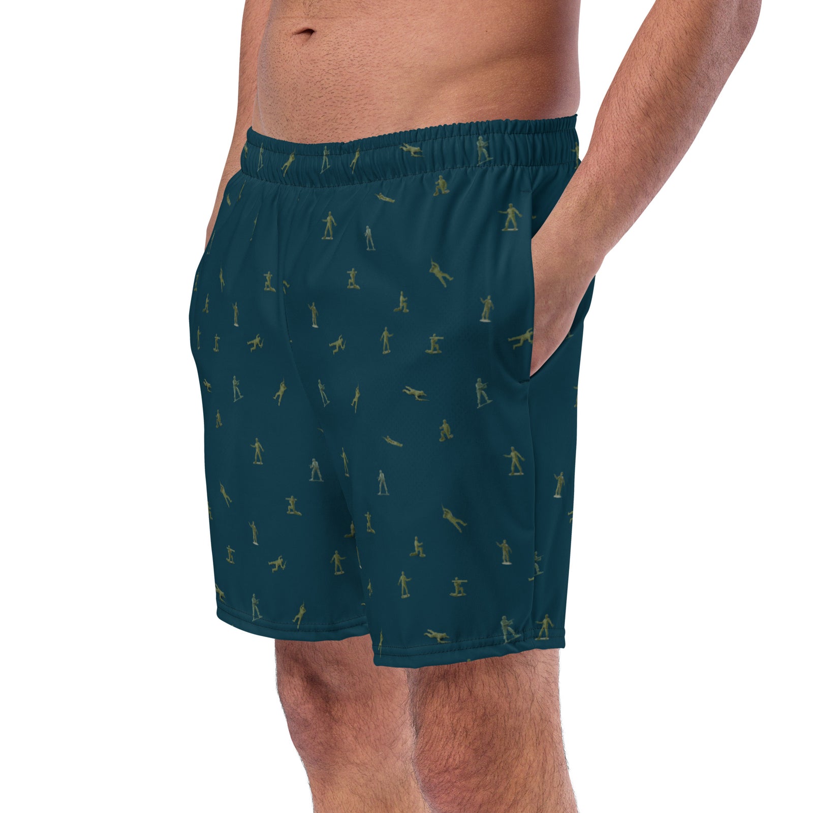 Little Green Army Men Pattern Men's Swim Trunks