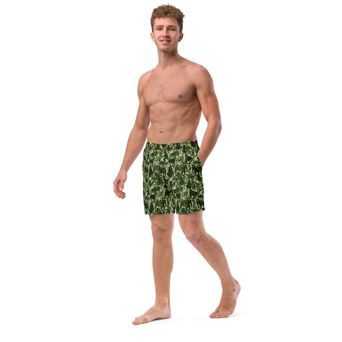 Monkey Business Primate Camo Pattern Men&#39;s Swim Trunks