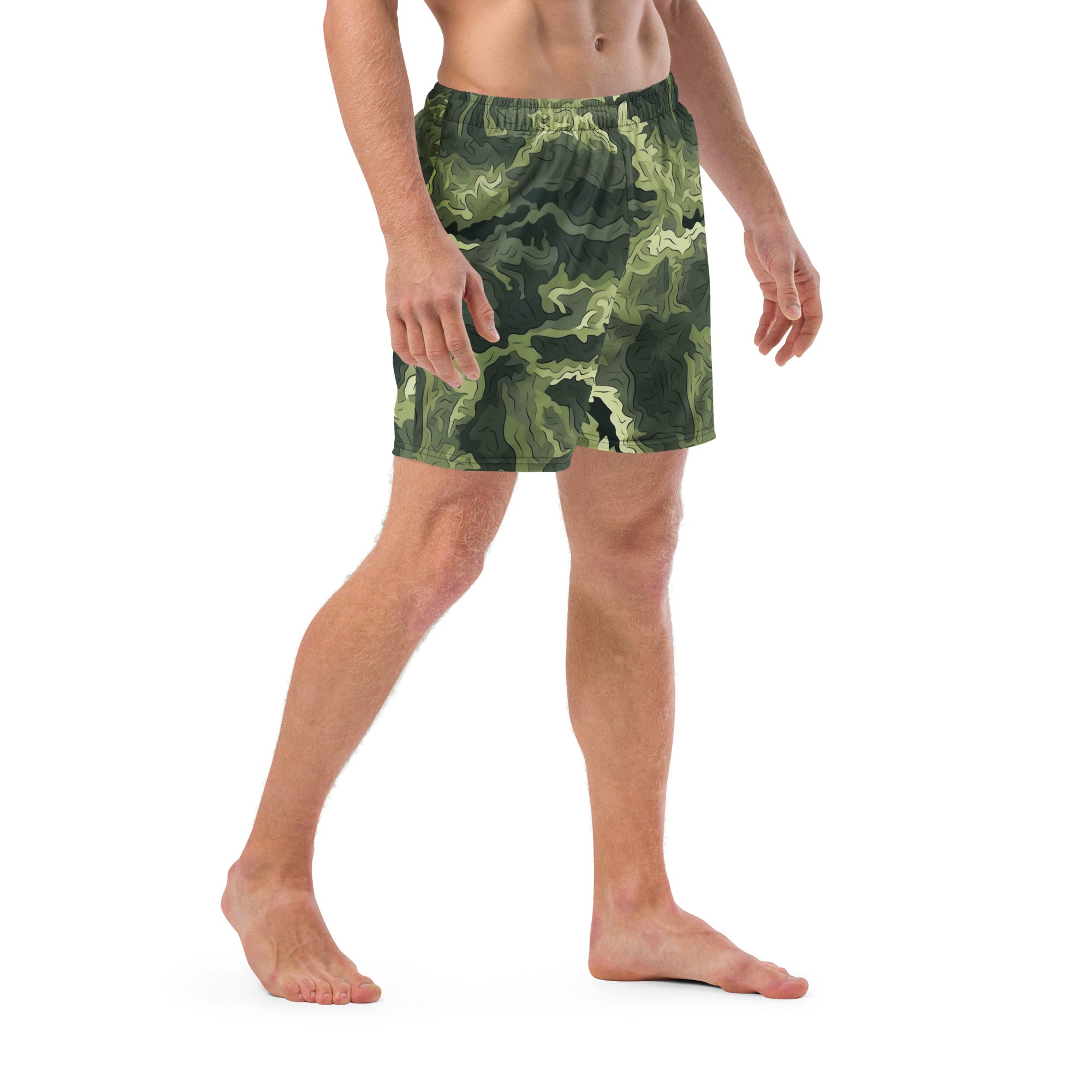 Mossy Grounds Organic Woodland Camouflage Pattern Men's Swim Trunks