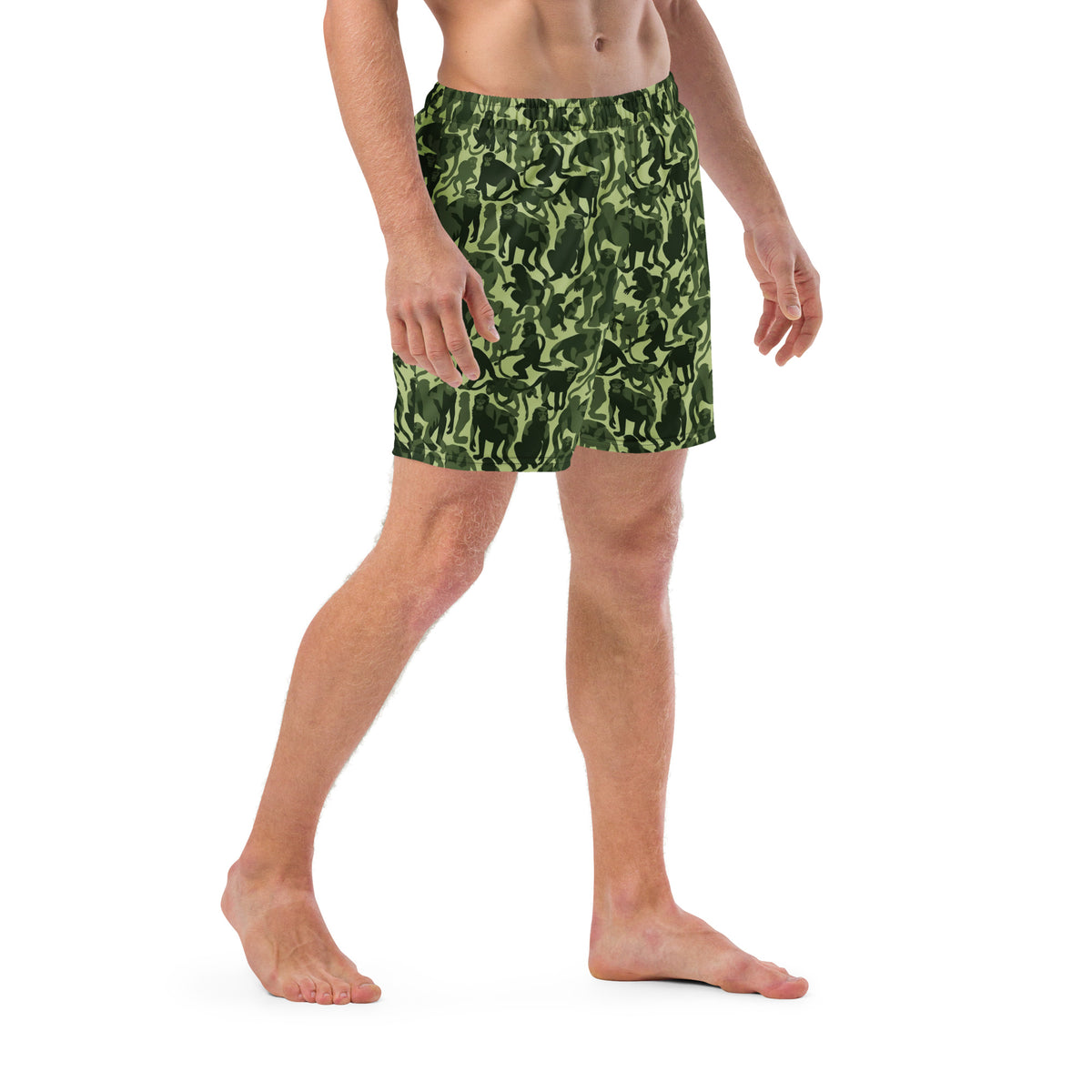 Monkey Business Primate Camo Pattern Men&#39;s Swim Trunks
