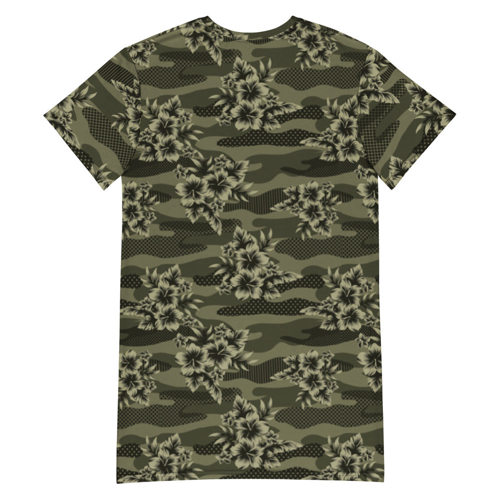 Aloha Camo Hawaiian Print Camouflage T-shirt dress