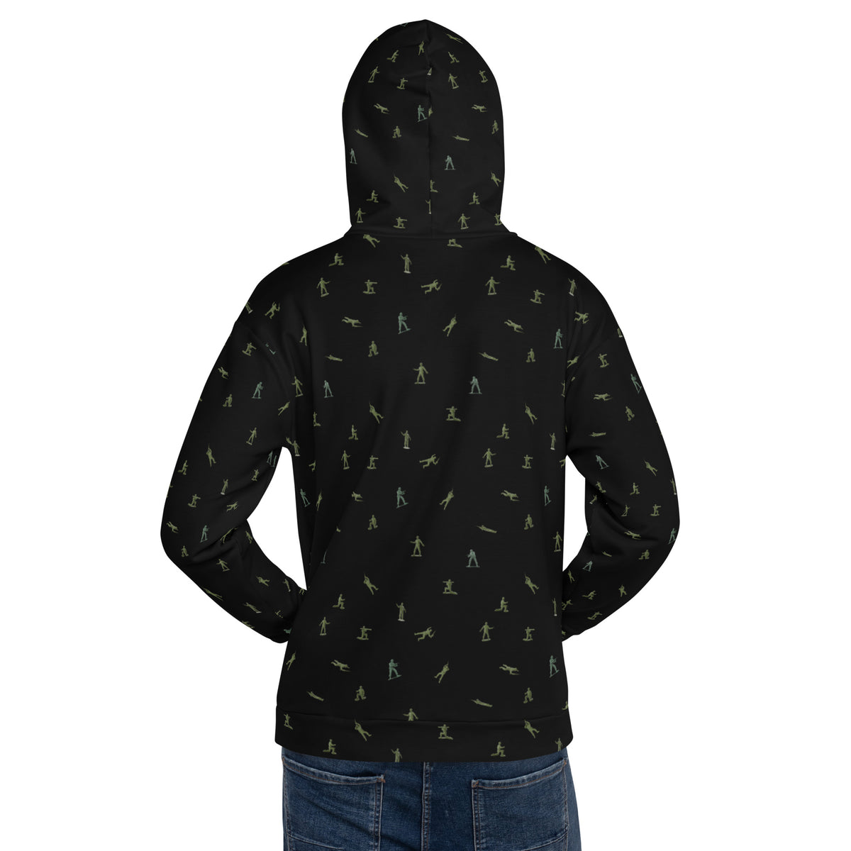 Little Green Army Men Pattern Brushed Fleece Hoodie