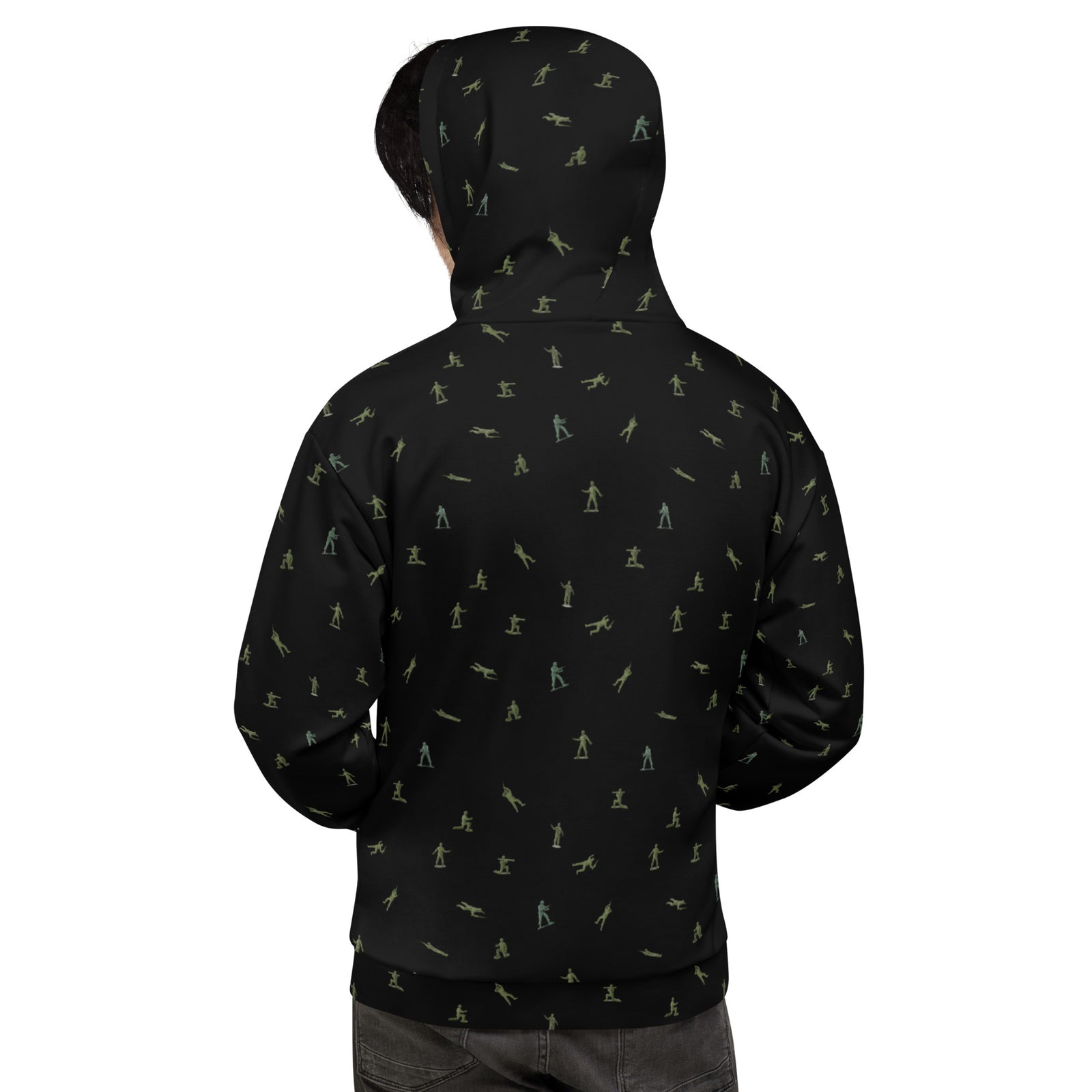 Little Green Army Men Pattern Brushed Fleece Hoodie
