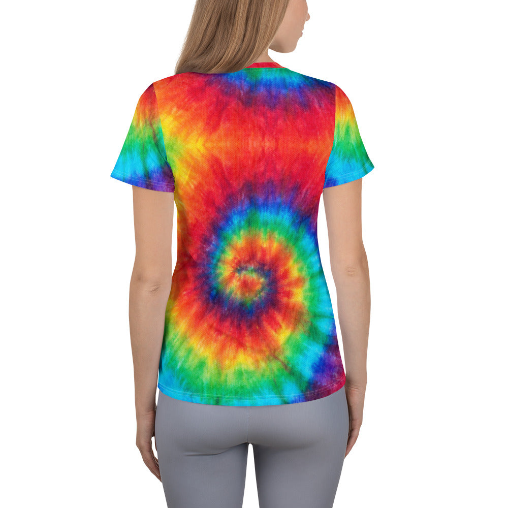 Rainbow Tie-Dye Women's Athletic T-shirt