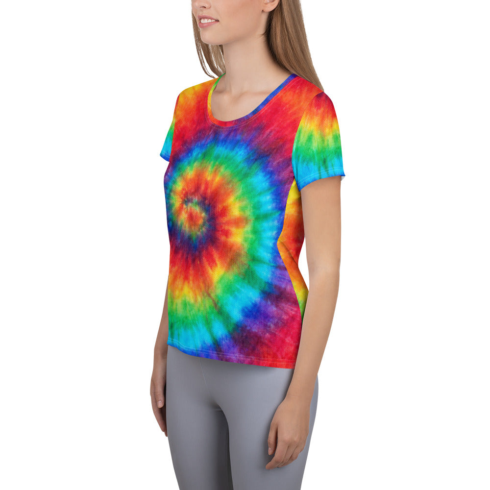Rainbow Tie-Dye Women's Athletic T-shirt