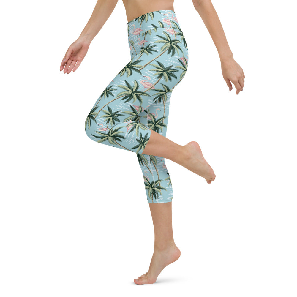 Funky Flamingo Yoga Capri Leggings