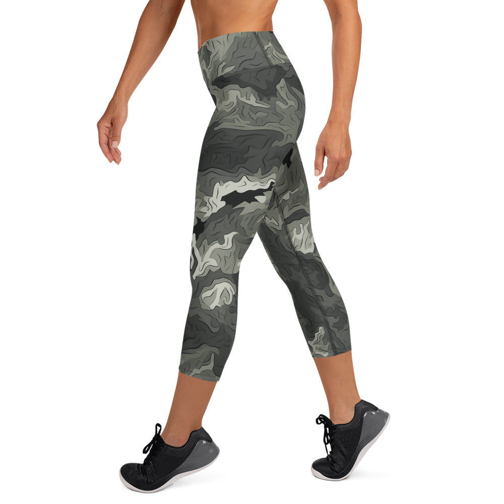 Greyzone Organic Woodland Pattern Yoga Capri Leggings