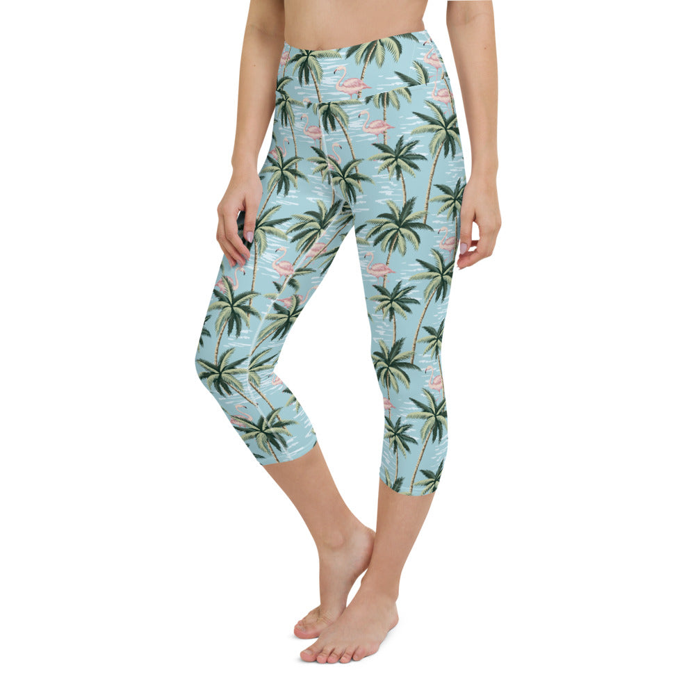 Funky Flamingo Yoga Capri Leggings