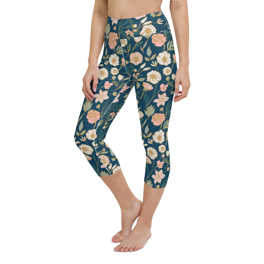 Calm Garden Yoga Capri Leggings