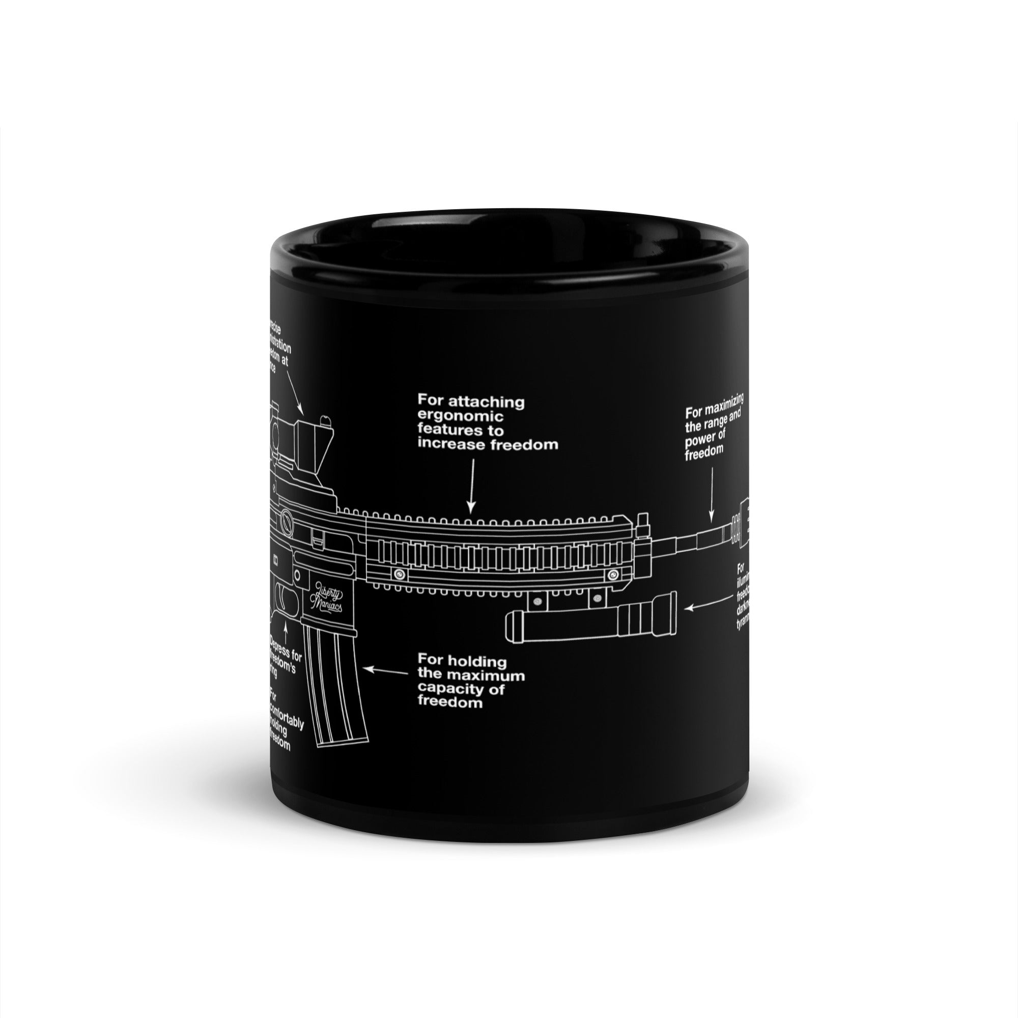 Components of Freedom Carbine Schematic Black Coffee Mug