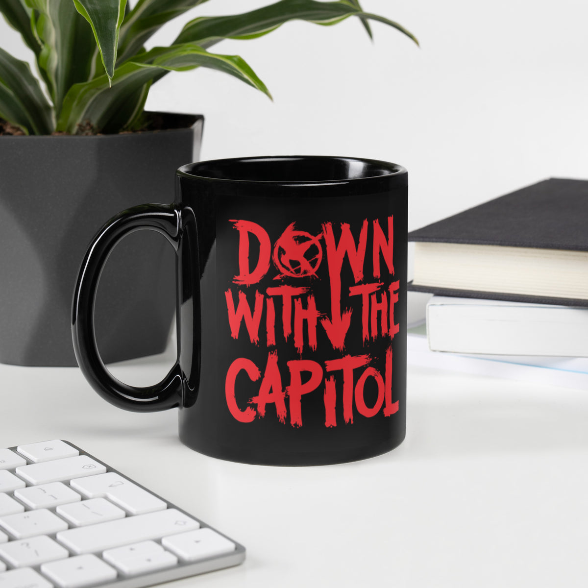 Down with the Capitol Mockingjay Black Mug