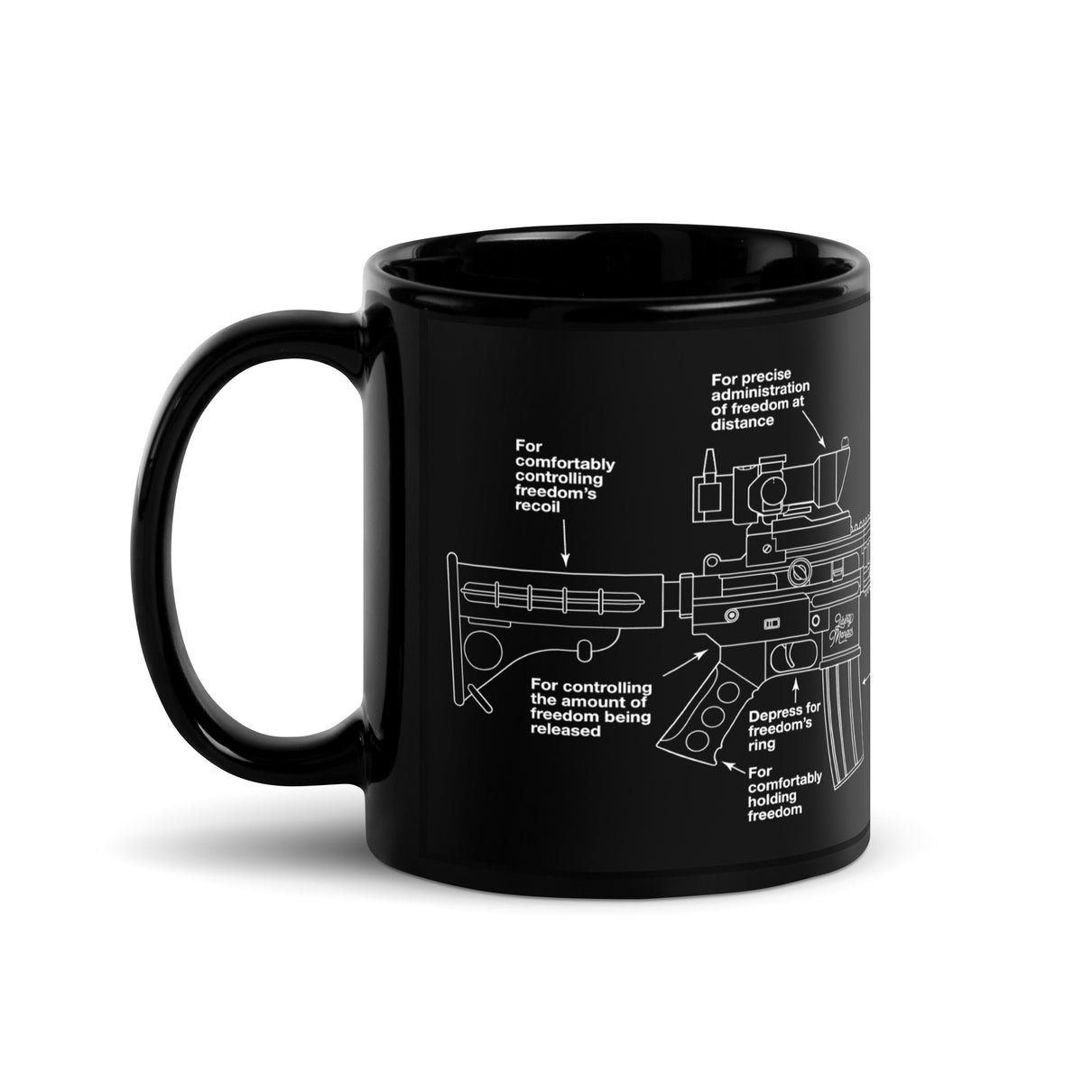 Components of Freedom Carbine Schematic Black Coffee Mug