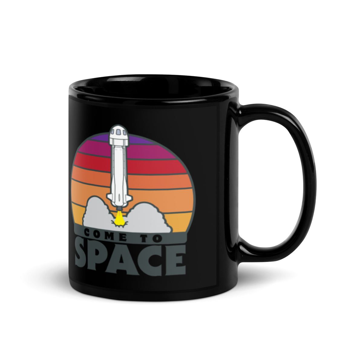 Come To Space Black Glossy Mug