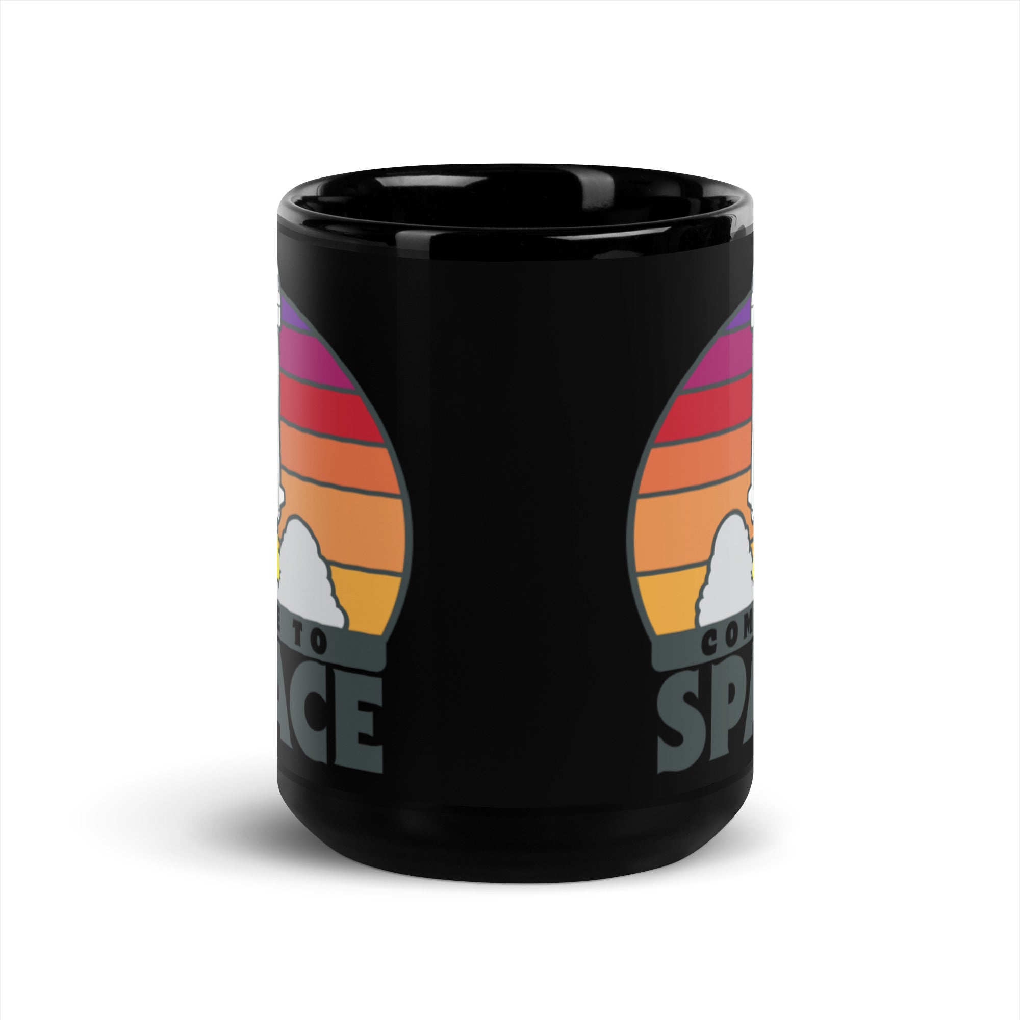 Come To Space Black Glossy Mug
