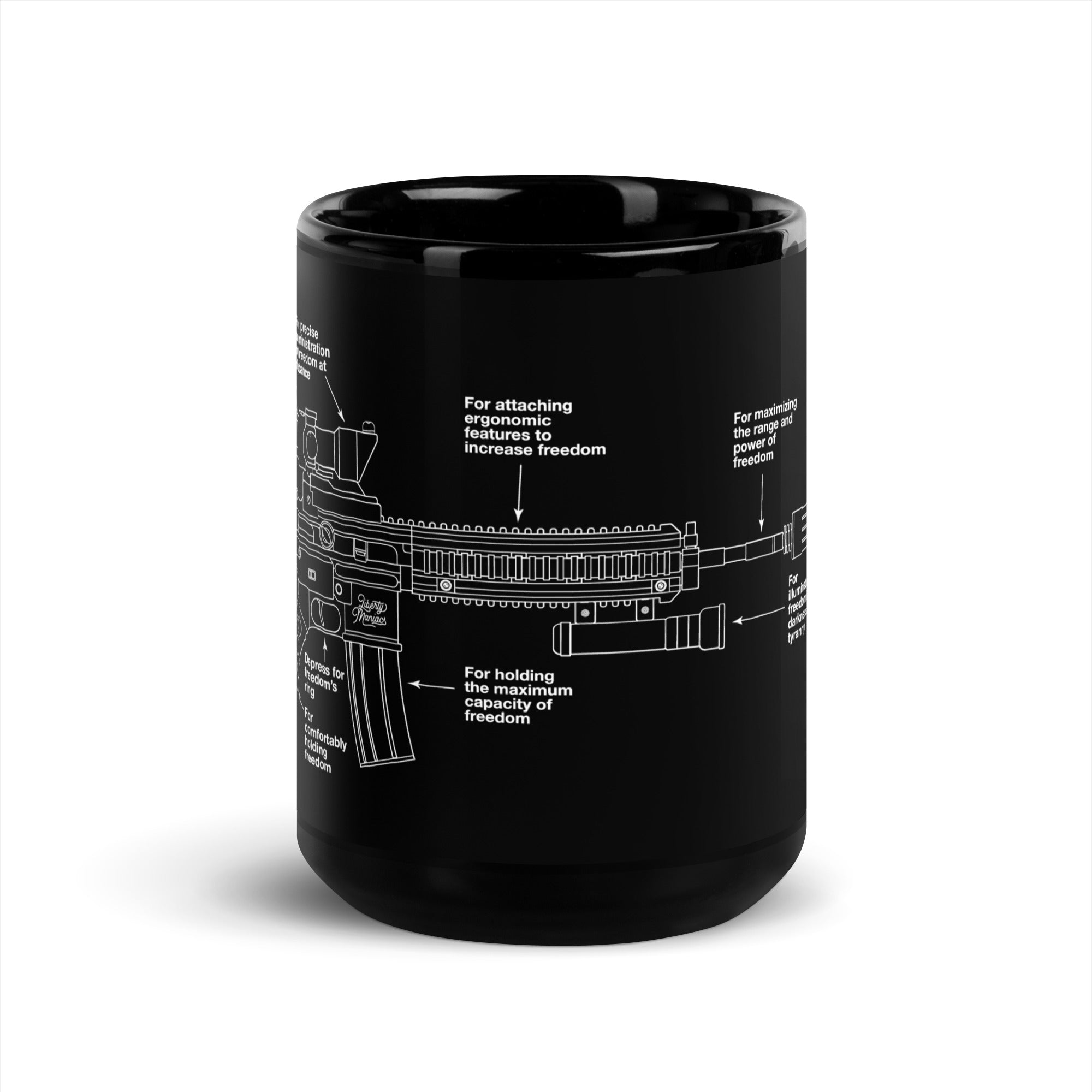 Components of Freedom Carbine Schematic Black Coffee Mug