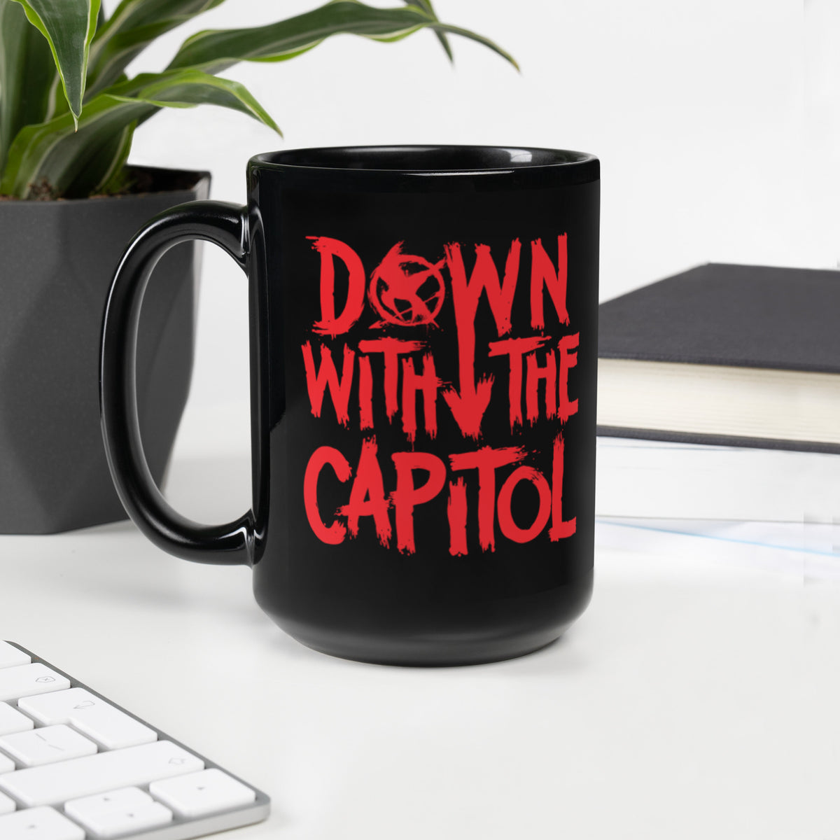 Down with the Capitol Mockingjay Black Mug