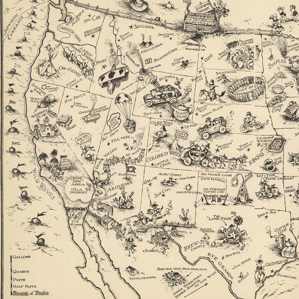 Bootlegger's Map of the United States 1928 Matted Framed Print