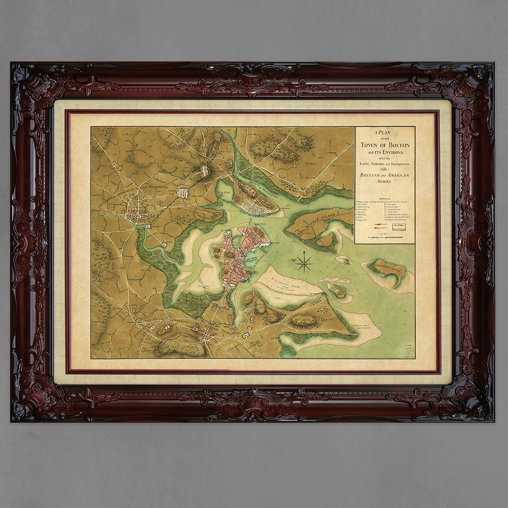 1776 Revolutionary War Boston Battle Map Poster