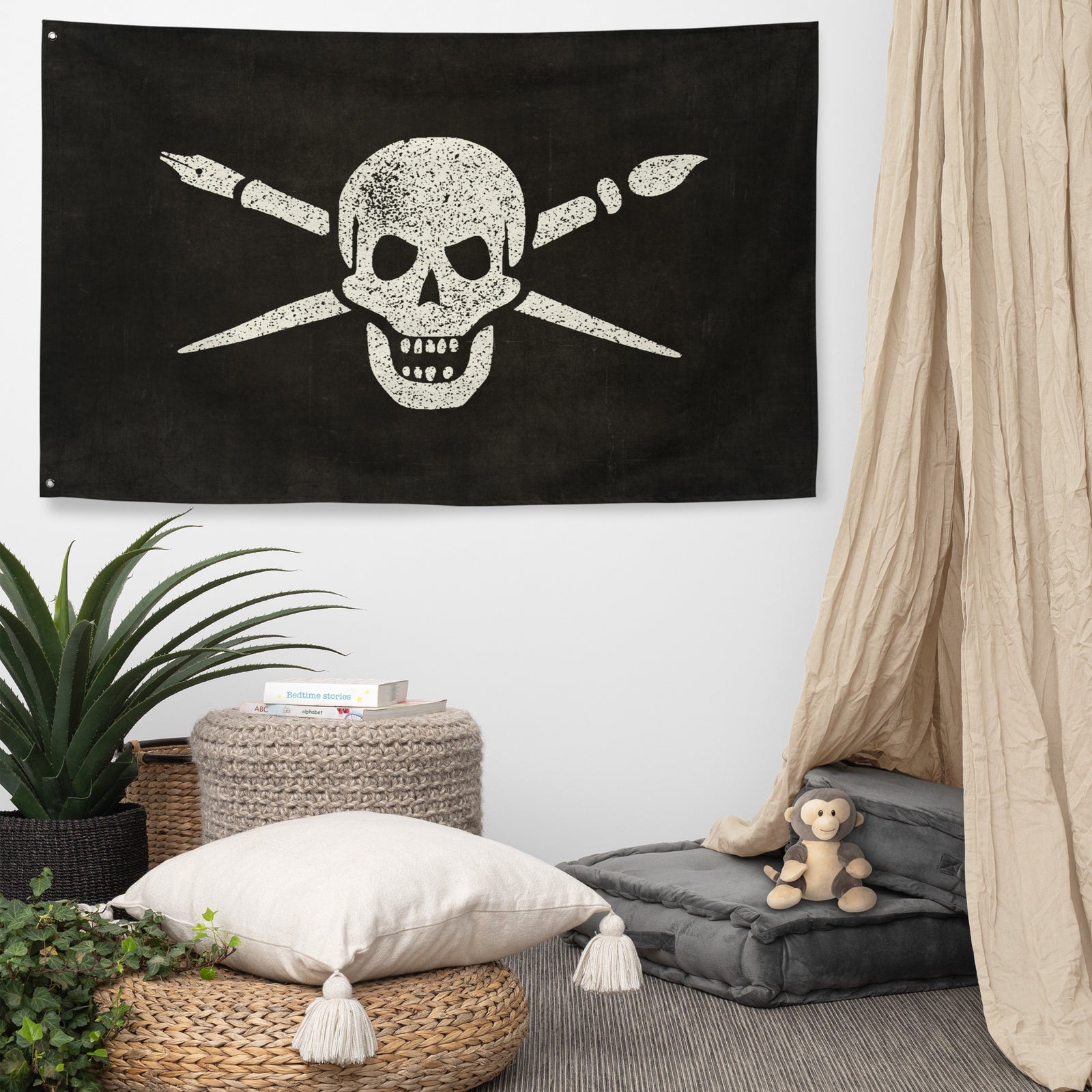 Brush And Bones Pirate Flag