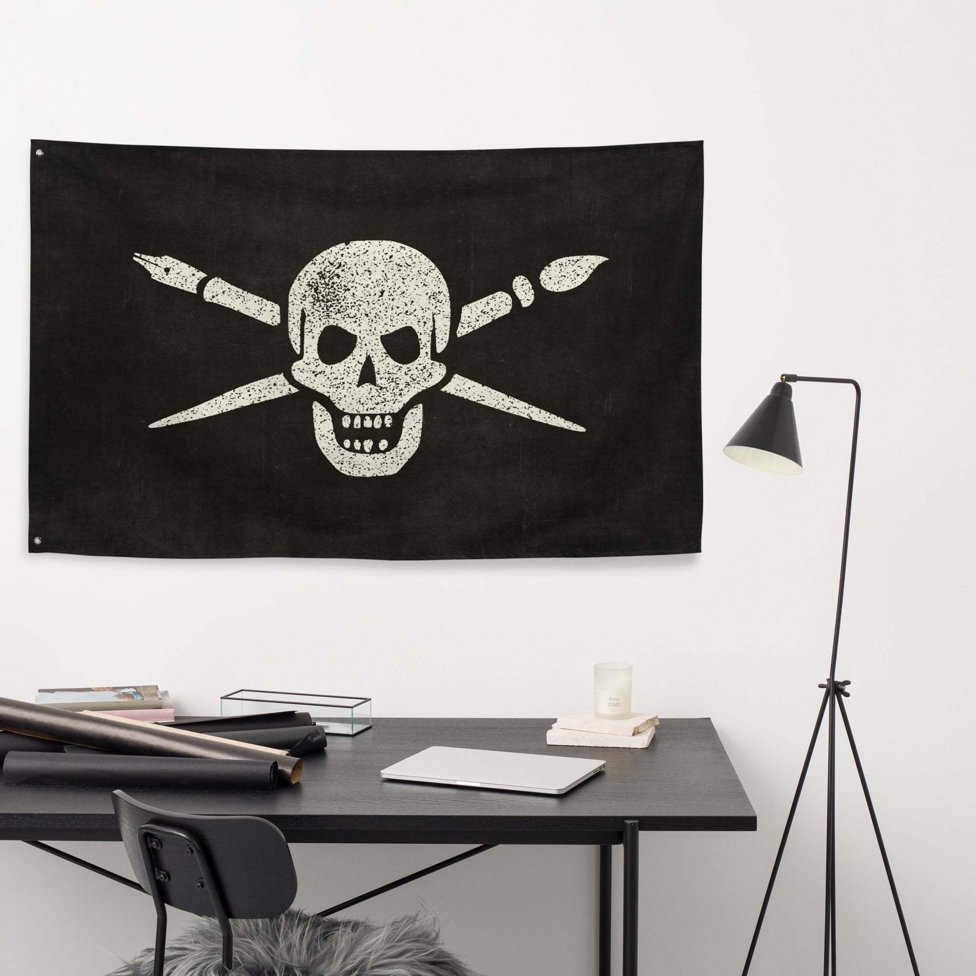 Brush And Bones Pirate Flag
