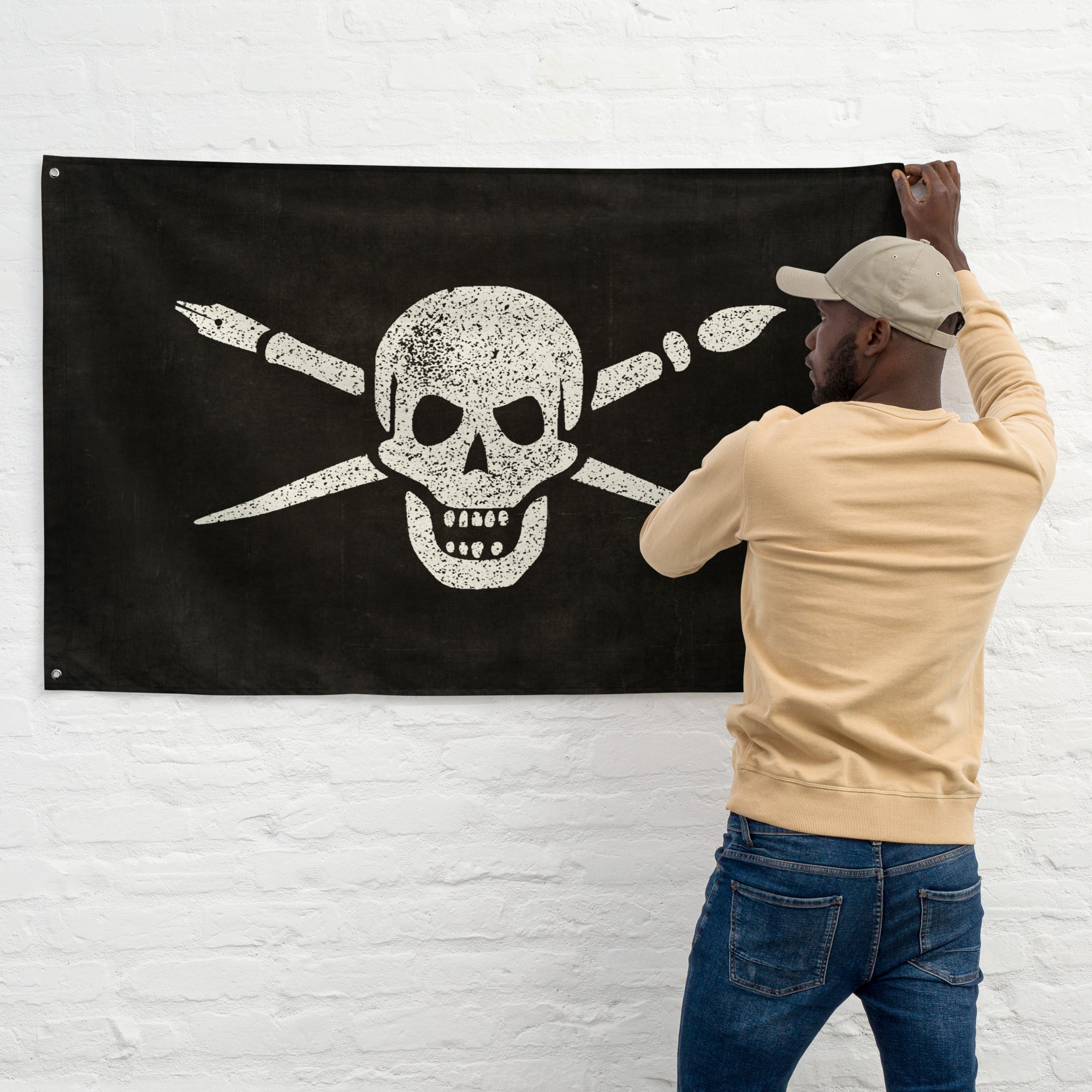 Brush And Bones Pirate Flag