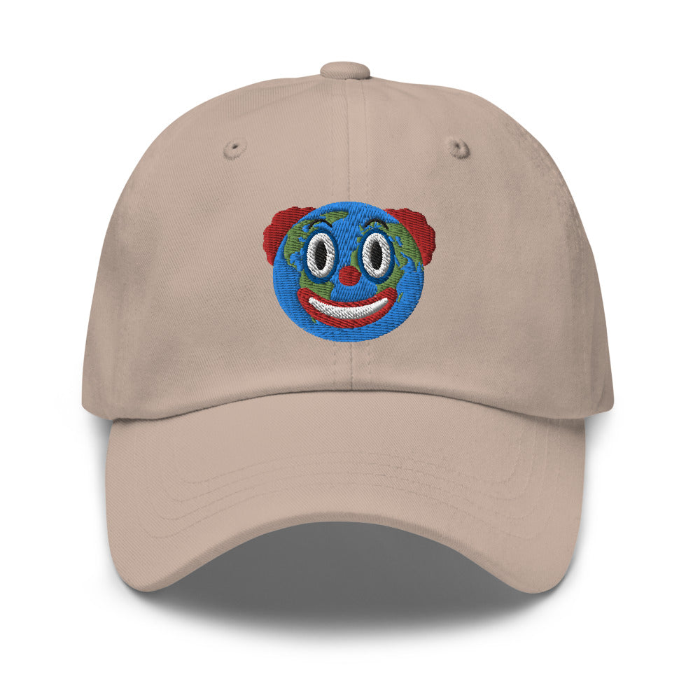 Khaki Clown World embroidered hat by Liberty Maniacs.