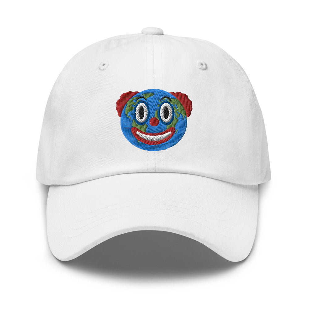 White Clown World embroidered hat by Liberty Maniacs.