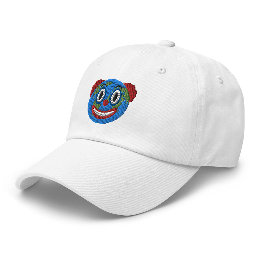 White Clown World embroidered hat by Liberty Maniacs.
