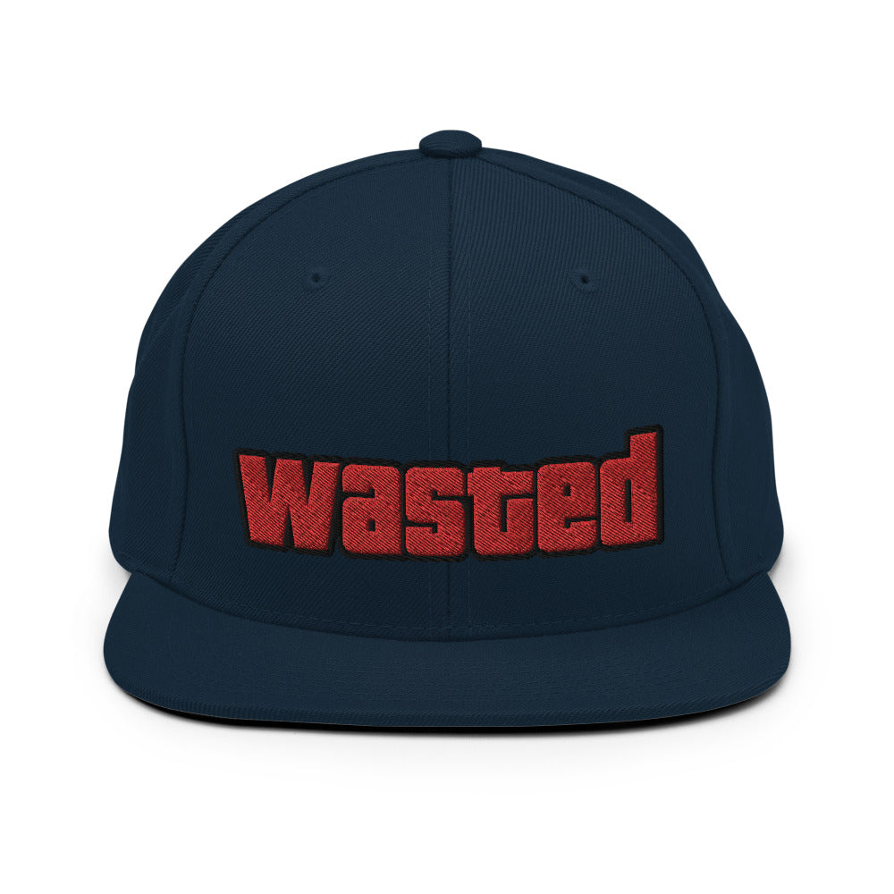 Embroidered Snap Back Hat - Navy Blue Blue/Heather Grey