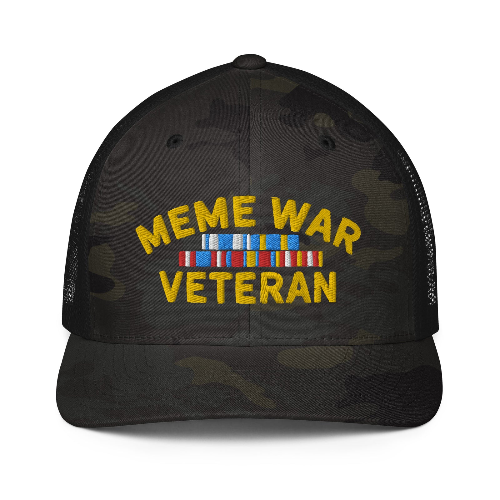 Meme War Veteran Closed-back Multicam Trucker Cap