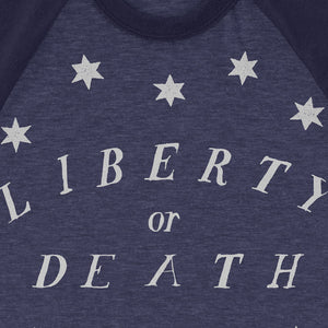 Liberty or Death graphic raglans by Liberty Maniacs